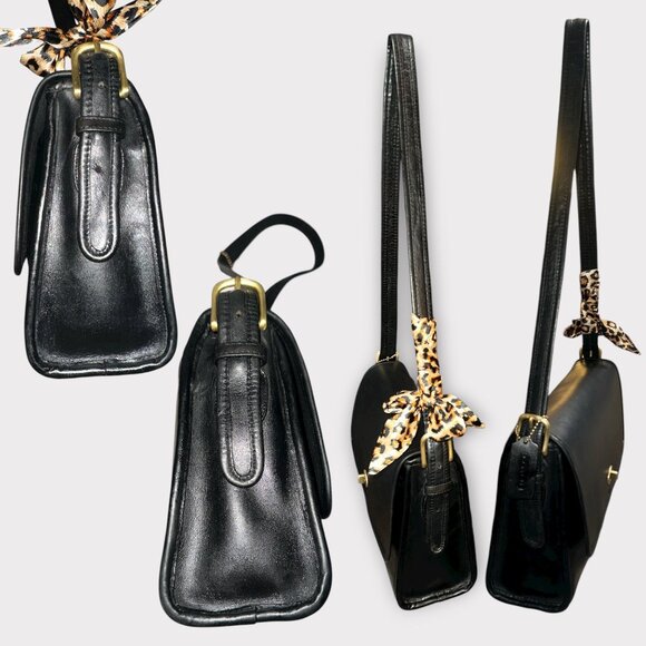 VTG Coach Spectator Bag 9796 Black Leather Brass Turn Lock Purse 80s NYC + Tag - Picture 10 of 12